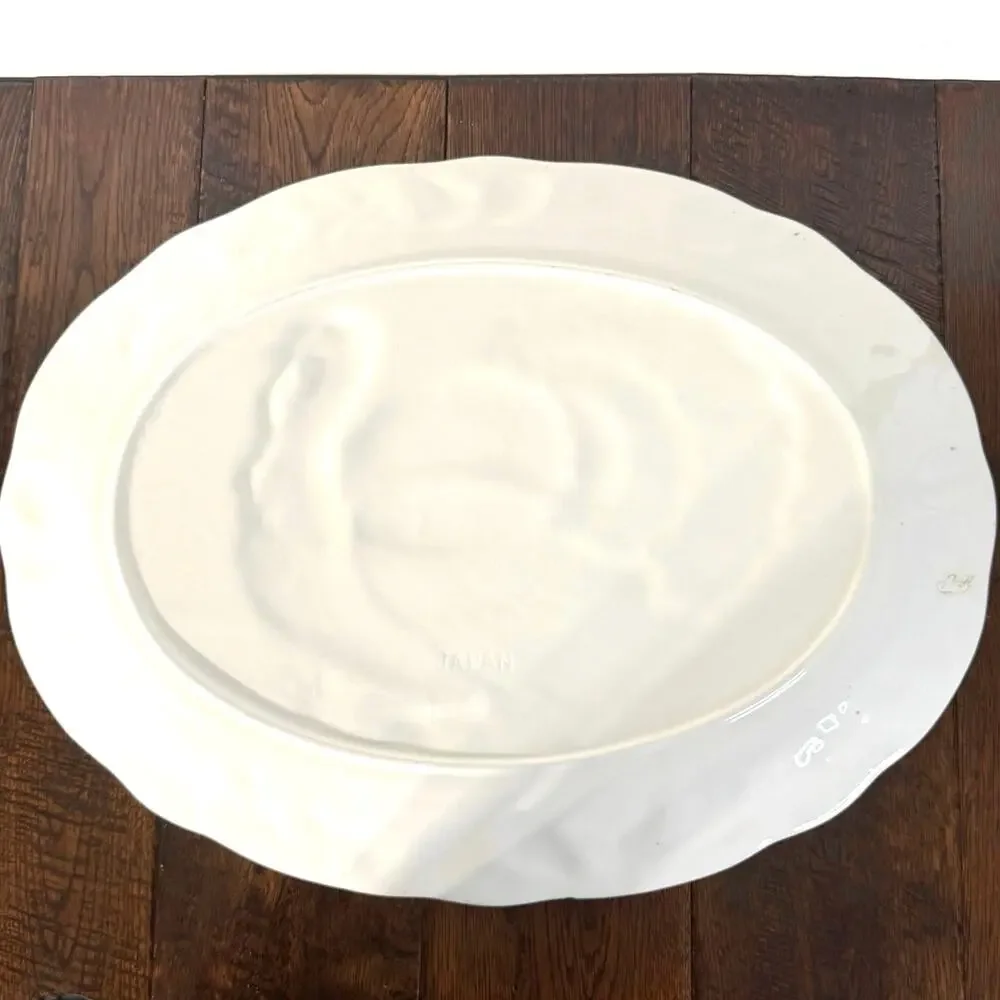 Vintage Lefton Hand Painted Turkey Platter | Ceramic Thanksgiving Serving Tray
